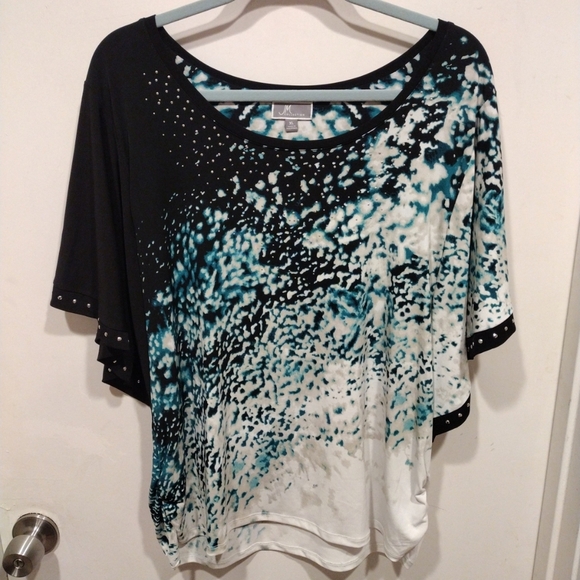 JM Collection Women's Multicolor Embellished Slinky Top Sz XL-Fairy Whimsigoth - Picture 1 of 6